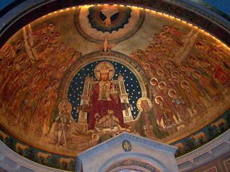 Christ the King art in the dome of a church