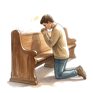 An altar with Jesus and Mary