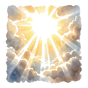 Sun shining among clouds